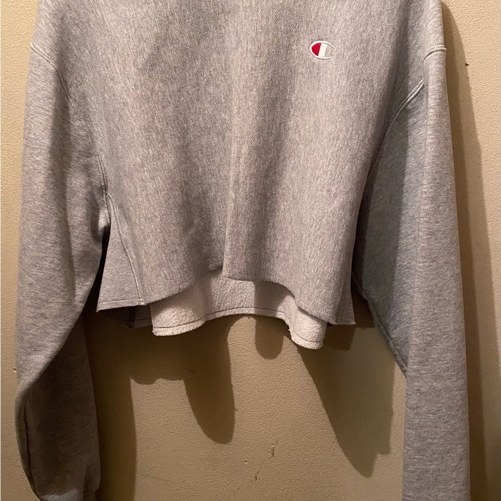 Champion Gray Women's Cropped Sweatshirt